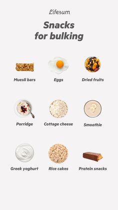 Snacks For Bulking, Bulking Meals, Cottage Cheese Smoothie, Bulk Snacks, Healthy Breakfast Snacks, Meal Plan Grocery List