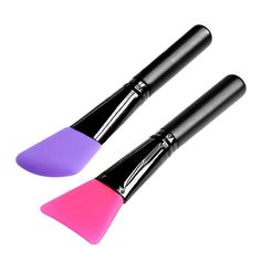 Description This Silicone Applicator head with black plastic handle. Easy to apply thin layers of skincare products evenly. This professional quality brush set includes 2 brushes for use with all area of your face such as nose, eyebrows, lips, eyelashes, and cheeks. It can be also used for body lotion. Features - Color: Purple & Rose Red. - Material: Nylon & Crystal handle. - Size: Approx. 14 * 3.5 * 1.5cm/ 5.5 * 1.4 * 0.6 inch(L*W*H). - Soft and hygienic. Suitable for sensitive skin face and bo Gentle Face Scrub, Mask Applicator, Face Mask Brush, Mask Brush, Silicone Masks, Cleansing Mask, Makijaż Smokey Eye, Mascara Facial, Facial Mask