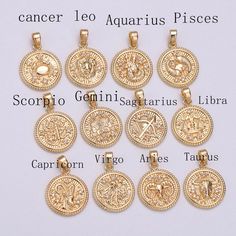 Zodiac Sign Necklace, Zodiac Pendant, Horoscope Signs, Zodiac Horoscope, Zodiac Necklaces, Handmade Gold, Keep Jewelry, Coin Pendant, Stylish Jewelry