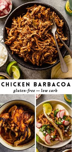 chicken barbacoa in a cast iron skillet