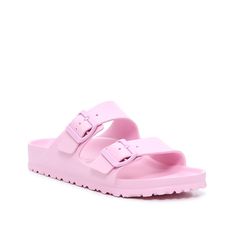 Birkenstock-Arizona Essentials Slide Sandal - Women's The women's Arizona Essentials sandal is right on trend and fits into your warm weather wardrobe thanks to their casual silhouette. These slides from Birkenstock feature a flexible EVA material and a waterproof finish for easy care. Casual Pink Slide Jelly Sandals, Pink Slide Jelly Sandals For Casual Wear, Pink Slide Jelly Sandals Casual Style, Casual Sport Sandals With Adjustable Strap For Spring, Casual Pink Sport Sandals For Spring, Casual Adjustable Pink Jelly Sandals, Casual Pink Adjustable Jelly Sandals, Pink Adjustable Jelly Sandals Casual Style, Pink Casual Sport Sandals With Adjustable Strap