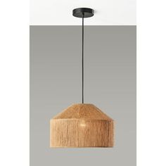 a wooden light fixture hanging from the ceiling