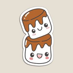 a sticker with two chocolate puddings on top of each other, and one is smiling