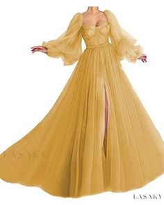 Lasaky - Exquisite Sheer Evening Dress with Heart-shaped Neckline and Puffed Sleeves Puffy Sleeve Prom Dress, Plus Size Ball Gown, Sweetheart Prom Dress, Evening Party Gowns, Princess Ball Gowns, Elegant Maxi Dress, Tulle Ball Gown, Birthday Party Dress, Princess Wedding Dresses