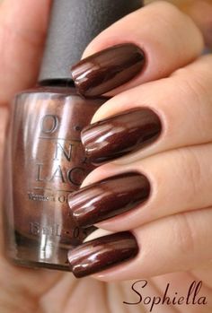 Cinnamon Nails, Brown Manicure, Chrome Nail Colors, Opi Polish, Nail Polish Colors Fall, Chrome Nail, Cinnamon Brown