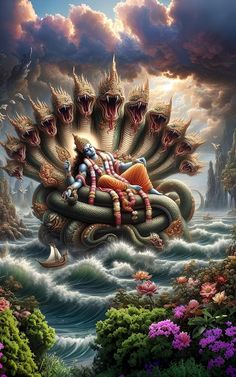 an image of some kind of creature floating in the water with other creatures around it