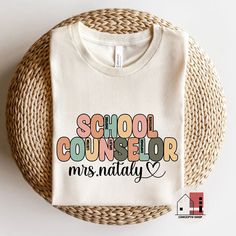 Customized School Counselor Shirt, School Counselor Tee, Counselor Shirt, Gift for School Counselor, School Counselor Gift, Counselor Gift. * Bella Canvas 3001 (Unisex Tee) This classic unisex jersey short-sleeve tee fits like a well-loved favorite. Soft cotton and quality print make users fall in love with it over and over again. These t-shirts have ribbed knit collars to bolster shaping. The shoulders have to tape for a better fit over time. Dual side seams  hold the garment's shape for longer School Counselor Graduation Cap, School Counselor Outfits, Counselor Shirt Ideas, School Counselor Tshirt Ideas, School Counselor Shirt Ideas, School Counselor Shirts, Counselor Shirts, Cricut Counselor Shirts, School Counselor Shirt