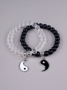 Blanco y Negro De moda Collar  Vidrio   Embellished Yin Yang Charm, Bff Necklaces, Magical Jewelry, Couple Jewelry, Matching Jewelry