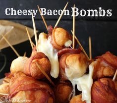 This combination of biscuit, cheese and bacon is the bomb! Cheesy Bacon Bombs | Oh Bite It. Finger Food Appetizers, Party Food Appetizers, It Goes On, Yummy Appetizers, Om Nom