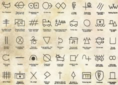 an image of the symbols for different types of people's names and numbers on parchment paper