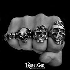 Made from highest quality 316L Stainless SteelWon't Rust or Fade Free Android Wallpaper, Tattoo Skull, Skull Jewelry, Unique Jewelry Designs, S Tattoo, Skull Ring, Ring Fit, Men's Ring, Bracelet Sizes