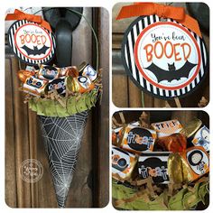 a halloween decoration with candy in a cone