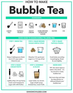 the instructions for how to make bubble tea