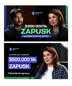 two advertising banners for zapusk and $ 500, 000 in polish language