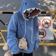 Kawaii Shark Head Hoodie - Kawaii Side Harajuku Jacket, Kawaii Hoodies, Funny Shark, Kawaii Sweatshirt, Shark Hoodie, Oversize Casual, Y2k Clothes, Sweatshirt Women