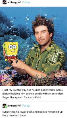 an image of stephen hillenburg holding a spongebob