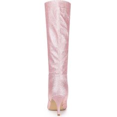 The whole sparkle boots create the perfect fit on the knee. They are styled with a sleek pointy toe, a stiletto heel, and a side zip. Pair these glittery heels with skirts or jeans for a chic night-out look to make you a queen at a party. It is great for going out. Party Boots With Shimmer And Pointed Toe, Party Glitter Boots With Pointed Toe, Glamorous Knee-high Boots For Winter Parties, Glamorous Knee-high Boots For Winter Night Out, Glamorous Knee-high Boots For Night Out In Winter, Fitted Glitter Boots For Party, Fitted Glitter Boots For Party Season, Glamorous Pointed Toe Knee-high Boots For Party, Glamorous Party Knee-high Boots With Pointed Toe