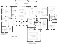 the floor plan for a home with three car garages and two living areas in it