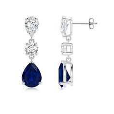 Pear Blue Sapphire and Diamond Drop Earrings Sapphire Earrings, Diamond Drops, Diamond Drop Earrings, Blue Sapphire, Pear, Platinum, 18k Gold, Sapphire, White Gold