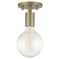 an antique brass finish light fixture with a clear glass bulb and the word, i love you