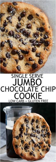 single serve jumbo chocolate chip cookie with low - carb gluhrie