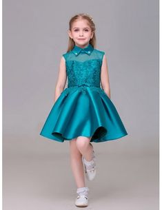 Taffeta Lace Short Flower Girl Dress with Collar Sage Flower Girl Dress, Tulle Dress Short, Girls Short Dresses, Pink Flower Girl Dresses, Dress With Collar, Belt Blouse, Kids Fashion Dress, Satin Short