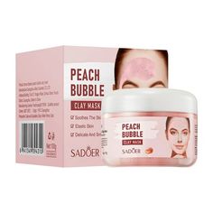 " Peach Bubble Mask Moisturizing Facial Mask, Let The Skin Back Hydrated, Whitening Mask Features: Facial mask is suitable for all kinds of skin. It is recommended to use oily skin 2-3 times a week, while dry and mixed skin should not be used more than twices a week. This is an effective combination that can black spots, white spots,, spots and excess oil, making your skin feel cool and charming day and night. The green tea facial mask is in weight and small in size. It can be put in the cosmeti Bubble Clay Mask, Normal Skin Care, Bubble Face, Green Tea Facial, Pore Cleaning, Bubble Mask, Deep Clean Pores, Women Skin, Mascara Facial