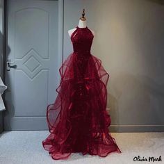 Olivia Mark - Sparkling Sequin Evening Gown with Train - Perfect for Adult Formal Events and Party Hosting Sequin Evening Gowns, Formal Parties, Tulle Maxi Dress, Tulle Sleeves, Red Evening Dress, A Line Prom Dresses, فستان سهرة, Red Sequin, Dress Inspiration