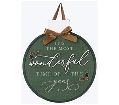 it's the most wonderful time of the year hanging ornament with ribbon