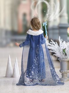 READY TO SHIP Disney Inspired Frozen Elsa Princess Dress Costume Set, Birthday Party Dress for Girls With Crown, Ball Gown, Dress Up, Elsa - Etsy Elsa Costume, Blue Velvet Dress, Ice Princess, Ice Queen, Faux Fur Collar, Christmas Fashion, Inspired Dress, Blue Velvet, Fur Collars