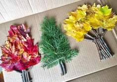 three different types of flowers are in a box