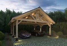 Timber Frame Carport, Timber Carport, Carport Kits, Carport Plans, Wood Canopy, White Spruce, Car Canopy