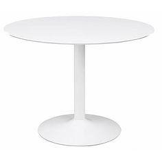 a white round dining table on a white background