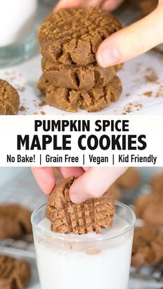 pumpkin spice maple cookies with no bake and grain free vegan kid friendly