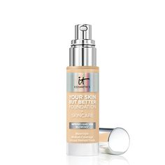 Your Skin But Better Hydrating Foundation + Skincare - IT Cosmetics Medium Coverage Foundation, Hydrating Foundation, It Cosmetics Foundation, Lightweight Foundation, Dark Under Eye, Pearl Powder, Vitamins For Skin, Skin Imperfection, It Cosmetics