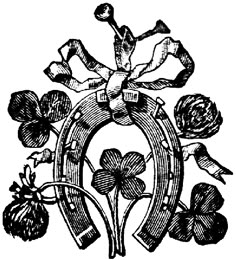 four leaf clovers in a frame with the letter o on it, vintage line drawing or engraving illustration