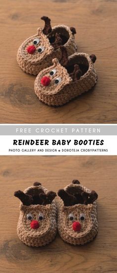 crochet pattern for reindeer baby booties