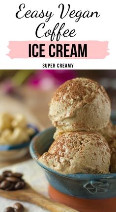 easy vegan coffee ice cream recipe with text overlay