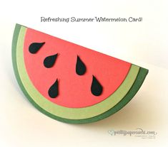 a slice of watermelon cut into pieces with the words refreshing summer afternoon card