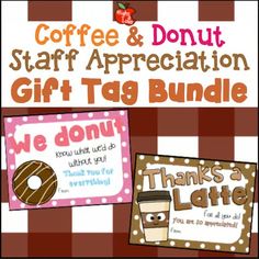 coffee and donut appreciation gift tag bundle