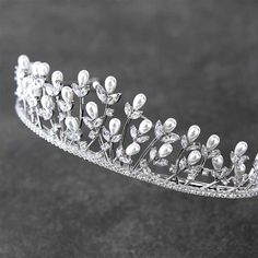 Pearl and CZ Classic Wedding Tiara in Silver Plating Big Diamond Engagement Rings, Bridal Crown Tiara, Hair Accessories Tiara, Crystal Wedding Tiaras, Crown Headpiece, Pearl Tiara, Bride Tiara, Beautiful Hair Accessories, Tiara Hairstyles