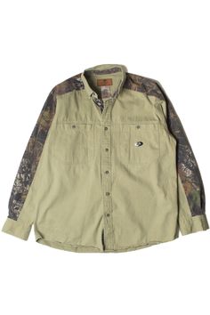 "Size: Large Color: Army Green Material: Cotton Made In: Indonesia Length: 29\" Chest Width: 24\" Vintage Condition Notes: - Item is generally in good condition, but may show signs of wear.   Brand: Mossy Oak Apparel" Green Buttoned Tops For Outdoor, Fall Camouflage Long Sleeve Shirt, Camouflage Long Sleeve Shirt For Fall, Long Sleeve Camouflage Shirt For Fall, Fall Camouflage Button-up Tops, Camouflage Button-up Top For Fall, Long Sleeve Tops With Snap Buttons For Outdoor, Camouflage Long Sleeve Cotton Shirt, Long Sleeve Camouflage Cotton Shirt