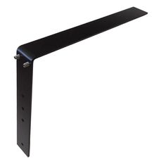 a black metal shelf bracket on a white background