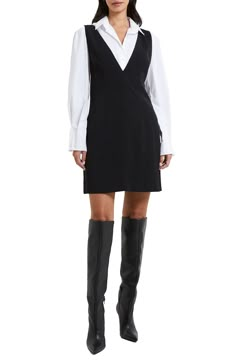 French Connection Harry Suiting A-Line Dress | Nordstrom Black Business Casual Dress, Stylish Business Attire Women, Intern Outfit, Ring Outfit, Corporate Dresses, Internship Outfit, Big Girl Job, Corporate Outfit, French Look