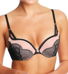 You'll love the look this cute push-up bra gives you! Designed with Wonderbra for a natural lift. Made of nylon and spandex. Contour, underwire cup has crescent-shaped, medium graduated push-up padding to give your bust youthful lift. Darted lace cup overlay on contrast microfiber gives a more contemporary feel. Plunge neckline shows off cleavage and works well with low-cut fashions. Bandless front is less bulky for short-waisted women. Center - triangle panel with velvet bow. Sides and back are Low-cut Padded Pink Bra, Pink Low-cut Padded Bra, Pink Underwire Bra With Removable Cups, Pink Push-up Nursing Bra With Medium Support, Fitted Push-up Nursing Bra Partially Lined, Low-cut Pink Bra With Removable Pads, Pink Low-cut Bra With Removable Pads, Padded Contoured Push-up Bra, Pink Padded Underwire Bra