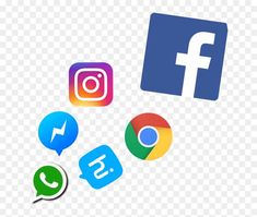 facebook and other social media icons on a transparent background, hd png clipart