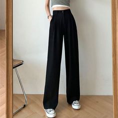 SPECIFICATIONSstyle: korean/casual/fashion/formal/youngsize: S/M/L/XL/XXLseason: spring/summer/autumnproduct type: Straight Pants/casual pant/suit pantsoccasion: office/street/party/schoolgender: women/woman/ladies/femme/female/lady/mujercolor: black/grayclothes type: women pants/woman pant/womens trousersWaist Type: HIGHStyle: Office LadySeason: Spring/AutumnPattern Type: SolidPant Style: StraightOrigin: CN(Origin)Model Number: YX3536Material: PolyesterMaterial: SpandexLength: Full LengthGender Straight Pants For Women, Black Loose Pants Outfit, Black Pants Korean, Wide Black Pants, Black Formal Pants, Black Wide Pants, Black Loose Pants, Formal Trousers Women, Tailor Clothes