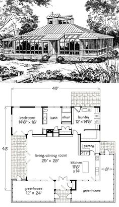 two story house plans with an open floor plan for the front and back of the house