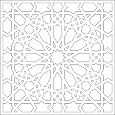 a black and white image of an intricate design with stars in the middle, as well as