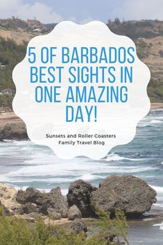 the beach with text that reads 5 of barbados best sights in one amazing day